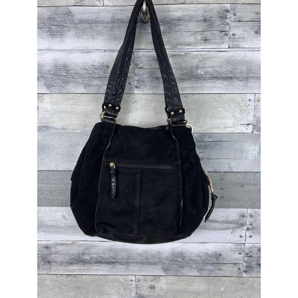 Tignanello Shoulder Bag Crafted From Suede And Leather With Gold Trim Hardware